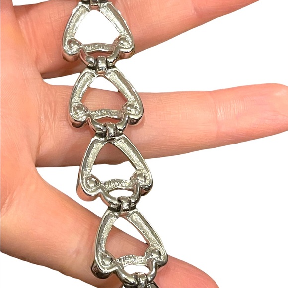 Vintage 1980s Swarovski authentic silver crystal heart bracelet Swan - Picture 9 of 15